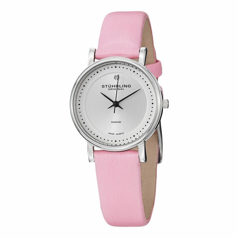 Stuhrling Original Women's 734L.01 Lady Castorra Diamond-Accented Watch with Pink Leather Band