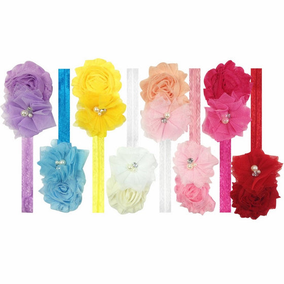 Kella Milla Baby-Girls Frayed Shabby Floral Headbands