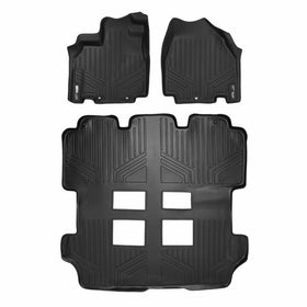 SMARTLINER Floor Mats 3 Row Liner Set Black for 2011-2017 Honda Odyssey