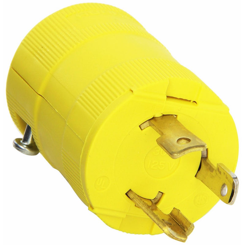 Hubbell HBL2611VY Locking Valise Plug, 30 amp, 125V, L5-30P, Yellow