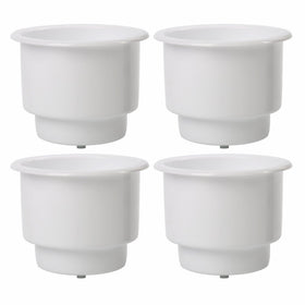 (Set of 4) Amarine-made Recessed Drop in Plastic Cup Drink Can Holder with Drain for Boat Car Marine Rv (White)