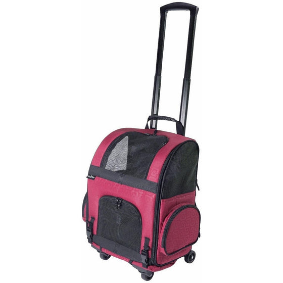 Gen7Pets Roller-Carrier Backpack with Smart-Level (Red Geometric, Large)