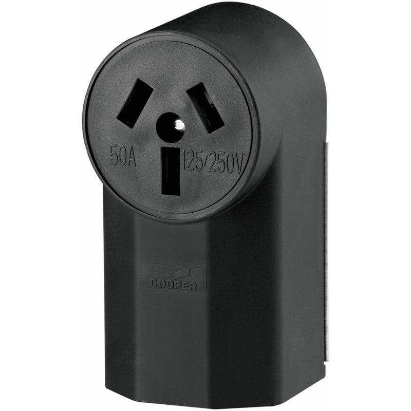 Eaton WD112 50-Amp 125-Volts 2-Pole 3-Wire Surface Mount Range Power Receptacle, Black