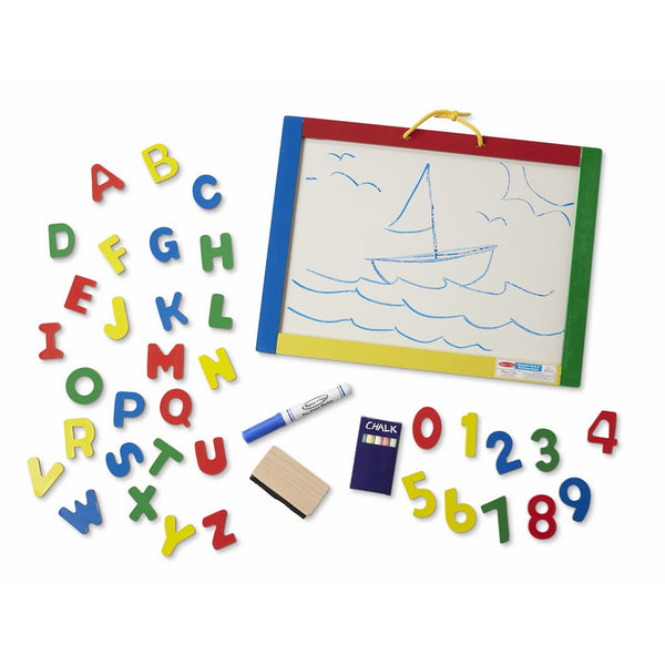 Melissa & Doug Magnetic Chalkboard and Dry-Erase Board With 36 Magnets, Chalk, Eraser, and Dry-Erase Pen