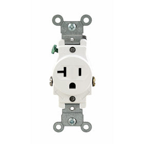 Leviton 102-05801-WSP 20-Amp 125-Volt Single Receptacle Electrical Power Outlet, White