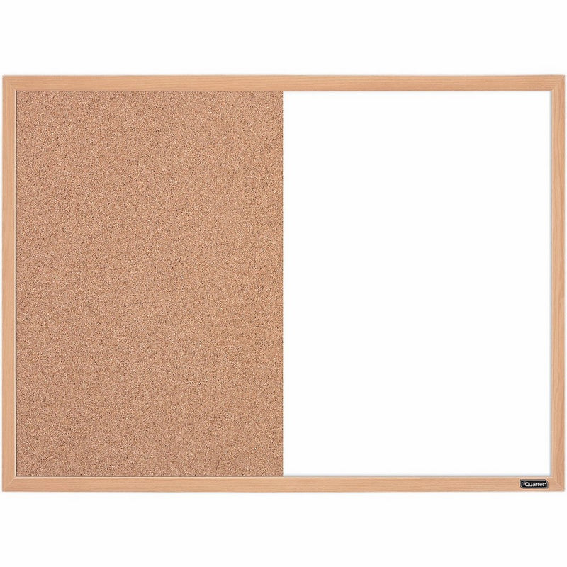 Quartet Combination Whiteboard/Cork Bulletin Board, 23" x 17", Oak Finish Frame (35-380402Q)