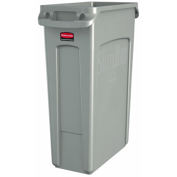 Rubbermaid Commercial Products Slim Jim Trash Can Waste Receptacle with Venting Channels, 23 Gallons,Beige (FG354060BEIG)