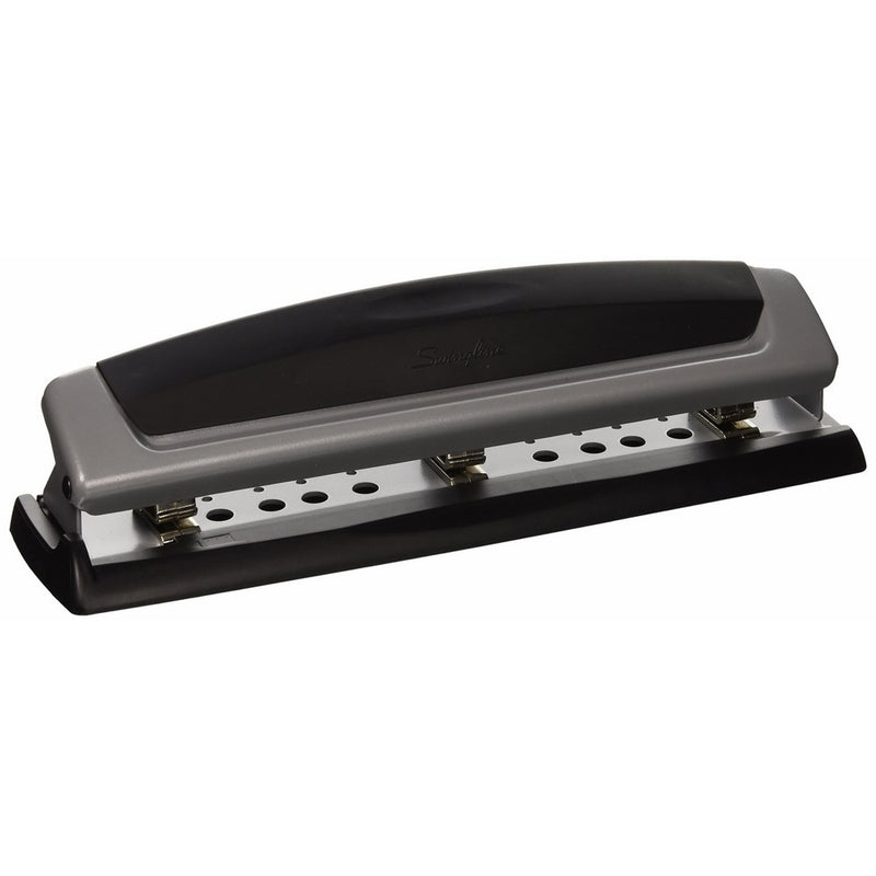 Swingline Desktop Hole Punch, Precision Pro, 2 - 3 Holes, 10 Sheet Capacity, Adjustable Centers, Black and Silver (A7074038A)