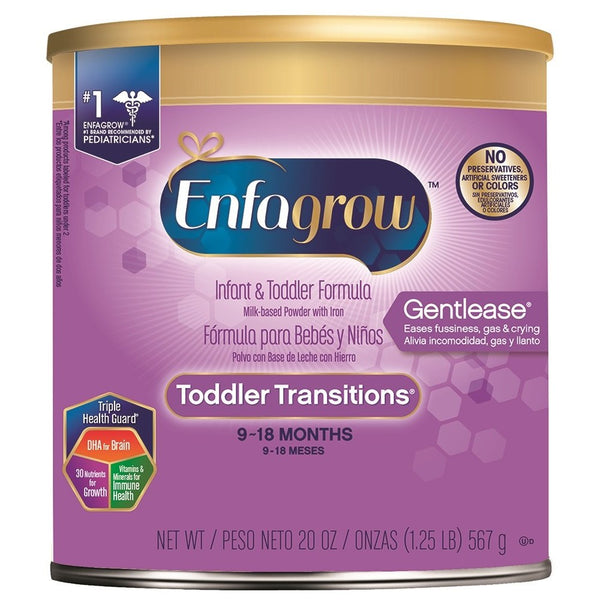 Enfagrow Toddler Transitions Gentlease Formula - Eases fussiness, gas & crying - Powder can, 20 oz