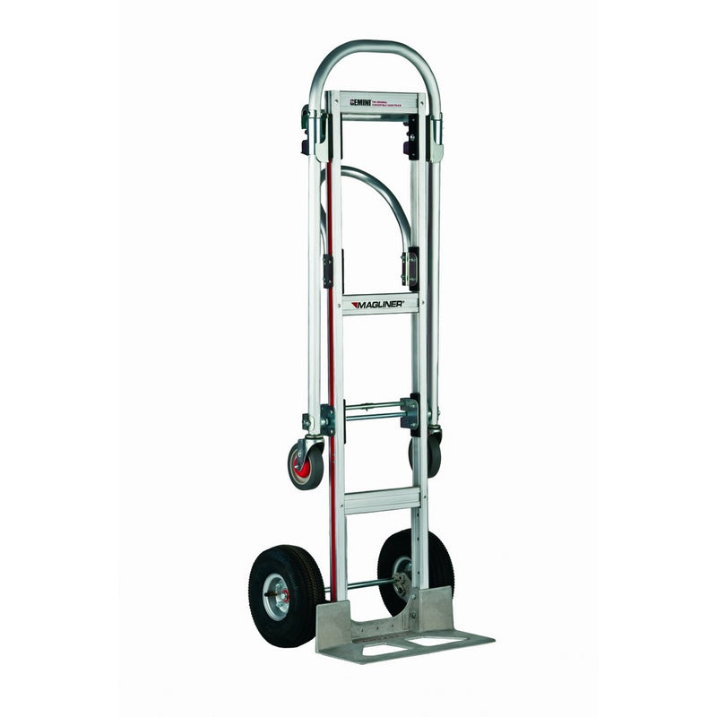 Magline GMK81UA4 Gemini Sr Convertible Hand Truck, Pneumatic Wheels, 500 lbs Load Capacity, 61" Height, 55-3/4" Length x 21" Width