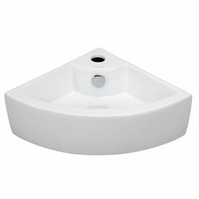 Elite Sinks EC9808 Porcelain Wall-Mounted Corner Sink, White