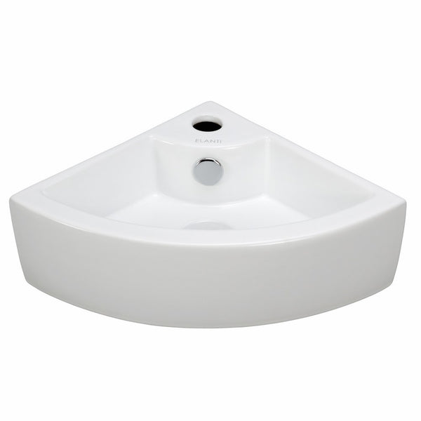 Elite Sinks EC9808 Porcelain Wall-Mounted Corner Sink, White