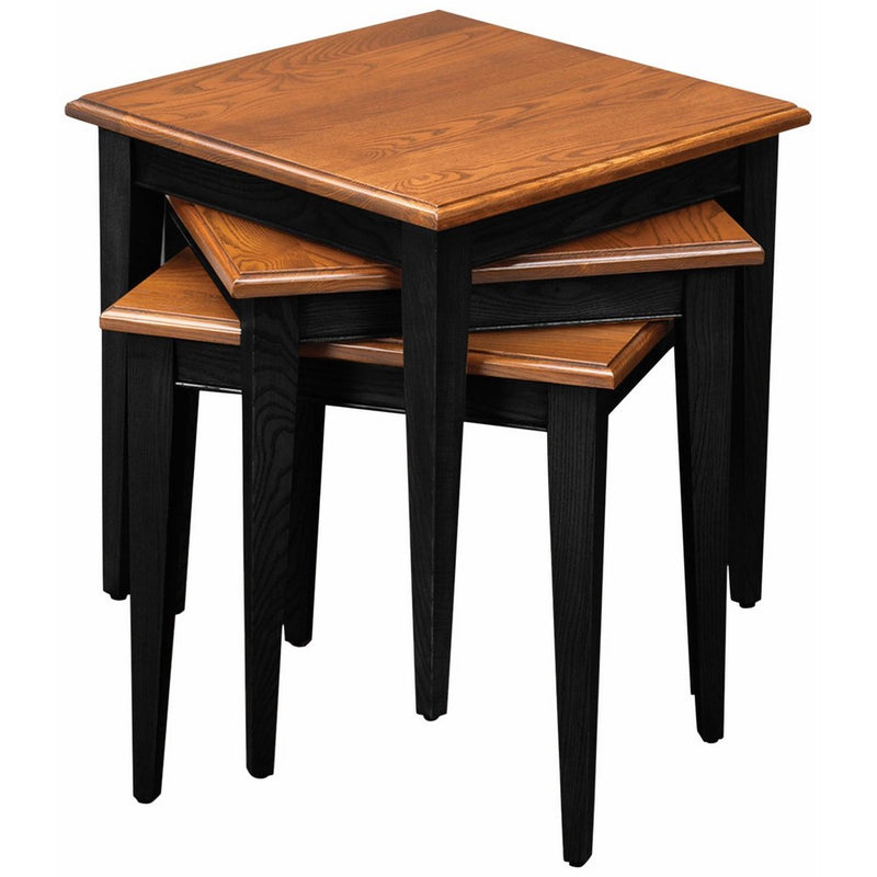 Leick Stacking Table Set, Black and Medium Oak