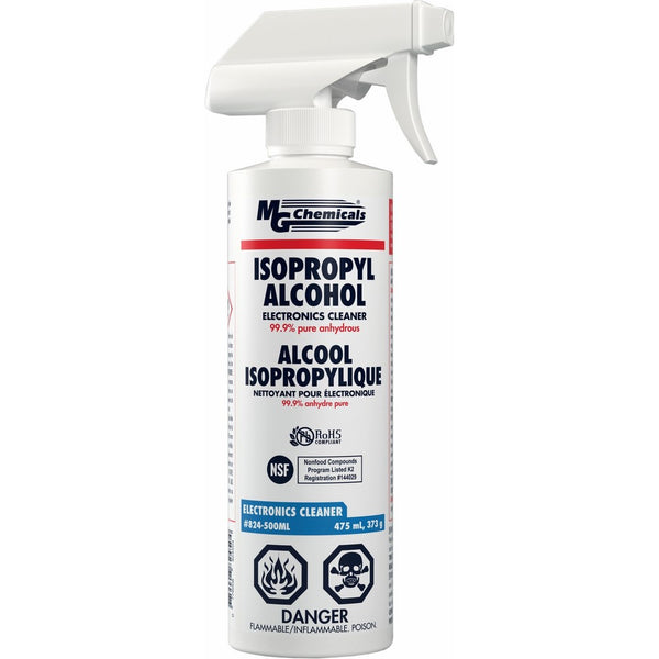 MG Chemicals 99.9% Isopropyl Alcohol Electronics Cleaner, 475 mL Trigger Spray Bottle