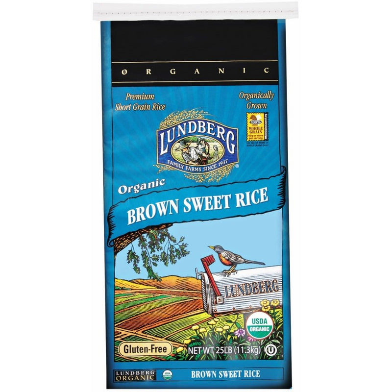 Lundberg Family Farms Organic Brown Sweet Rice, 25-Pound