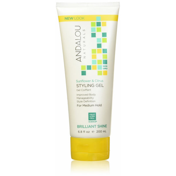 Andalou Naturals Sunflower & Citrus Brilliant Shine Styling Gel, 6.8 oz, Helps Give Hair Smooth Shine & De-Frizz Split Ends