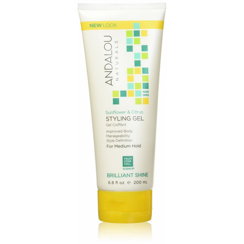 Andalou Naturals Sunflower & Citrus Brilliant Shine Styling Gel, 6.8 oz, Helps Give Hair Smooth Shine & De-Frizz Split Ends