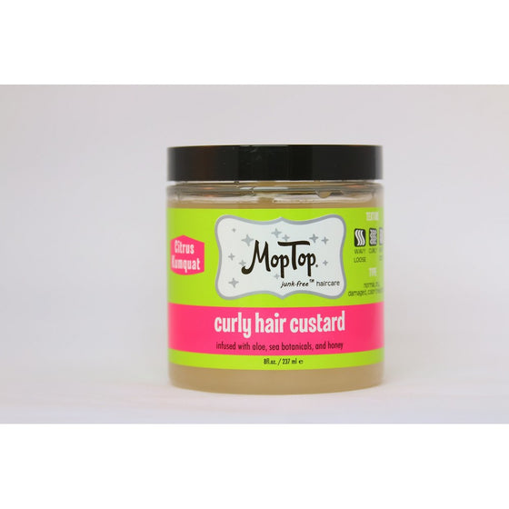 8oz, MopTop Curly Hair Custard Gel for Fine, Thick, Wavy, Curly & Kinky-Coily Natural hair, Anti Frizz Curl Moisturizer, Definer & Lightweight Curl Activator w/Aloe, great for Dry Hair.