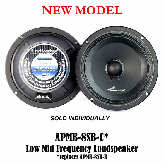 Audiopipe APMB-8SB-C 8" 250 Watts Max Power Midrange Speaker - Sold Each