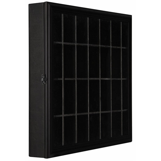 Gallery Solutions 18x16 Shot Glass Display Case with Hinged Front in Black