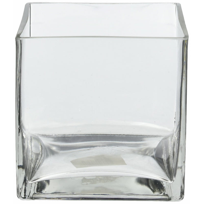 5" Square Glass Vase - 5 Inch Clear Cube Centerpiece - 5x5x5 Candleholder