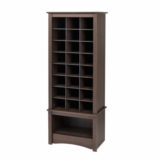 Prepac Espresso Tall Shoe Cubbie Cabinet