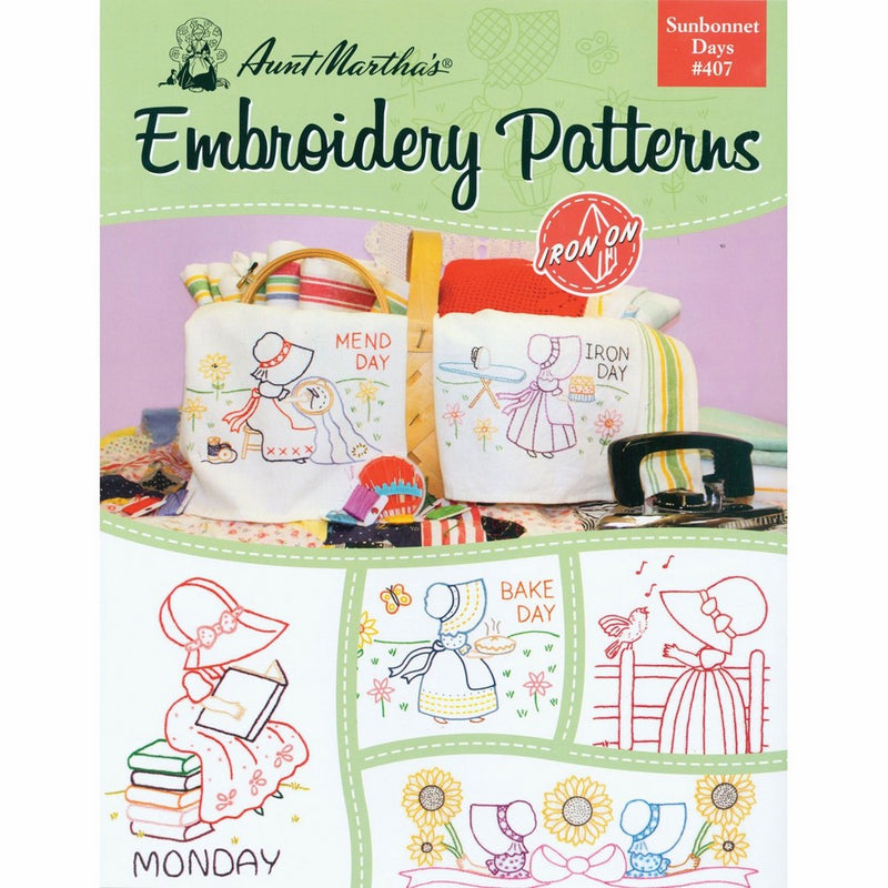 Aunt Martha's 407Sunbonnet Days Embroidery Transfer Pattern Book Kit