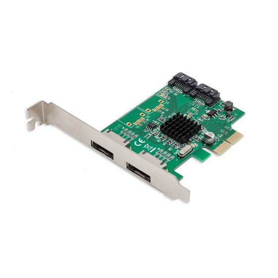 IO Crest SI-PEX40058 2 Port SATA III 2 Port eSATA III PCIe 2.0 x2 HyperDuo Controller Card Green