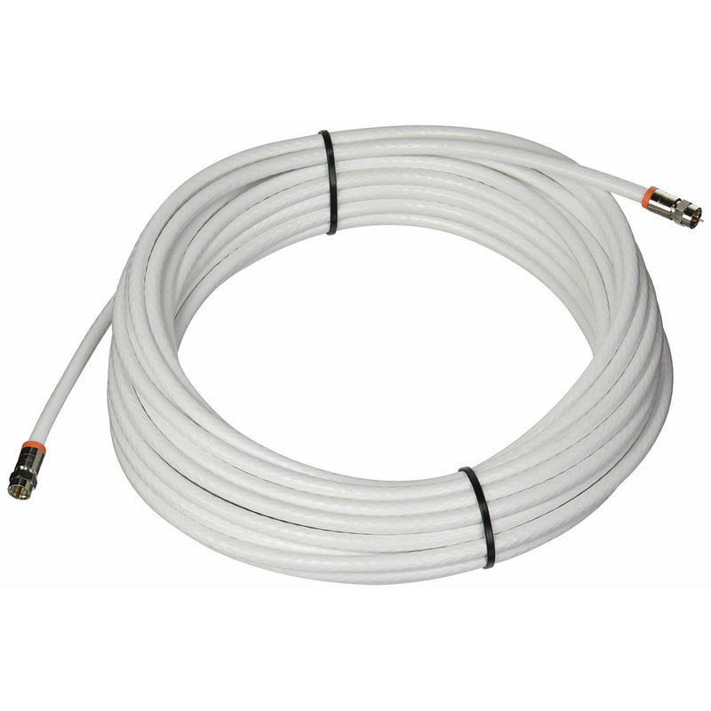 Low Loss RG-6 Coaxial Digital Audio Video Cable White, F Pin Coax Extension UL, 50-Feet