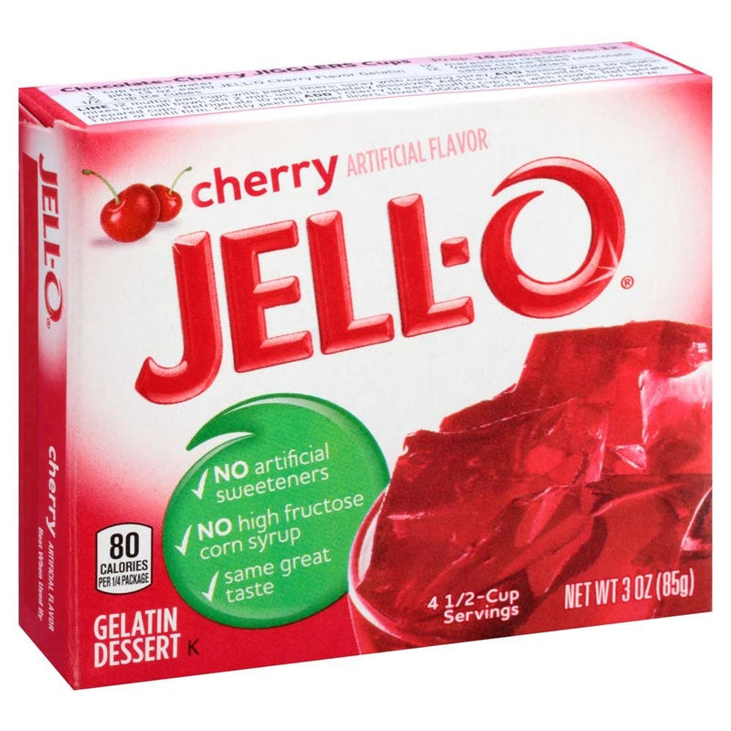 Jell-O Cherry Gelatin Mix 3 Ounce Box (Pack of 6)