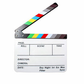 Andoer Acrylic Clapboard Dry Erase Director Film Movie Clapper Board Slate 9.6 11.7" with Color Sticks