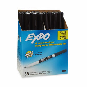 EXPO 1921062 Low-Odor Dry Erase Markers, Fine Tip, Black, 36-Count