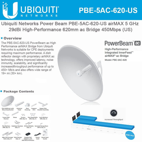 Ubiquiti PBE-5AC-620 PowerBeam AC High-Performance airMAX Bridge