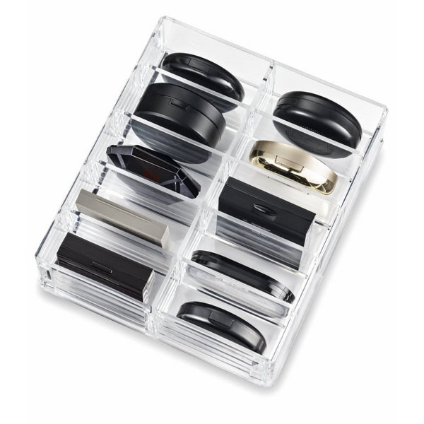 byAlegory Acrylic Compact Makeup Organizer Designed For Larger Compacts | 10 Spaces Designed To Stand Or Lay Flat