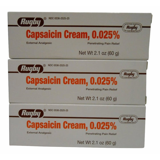 Rugby Capsaicin 0.025% Cream, 2.1 Ounce, 3 Count