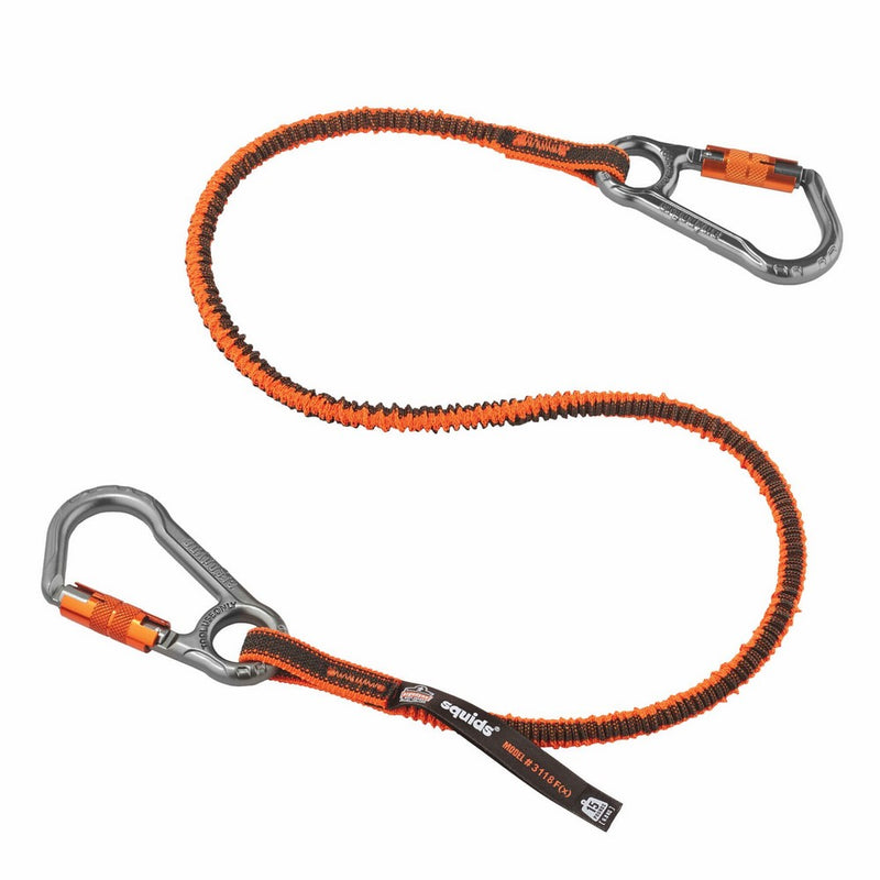 Squids 3118F(x) Shock Absorbing Tool Lanyard with Dual Locking Aluminum Carabiners, 15 Pounds