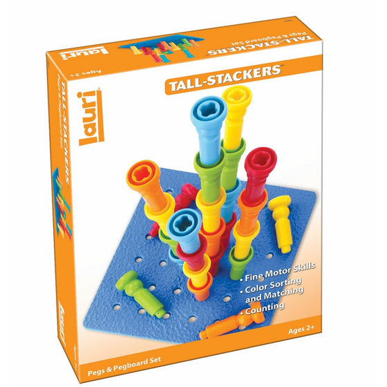 PlayMonster Lauri Tall-Stackers - Pegs and Pegboard Set