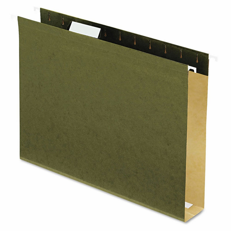 Pendaflex Extra Capacity Reinforced Hanging File Folders, 2", Letter Size, Standard green, 1/5 Cut, 25/BX (4152x2)