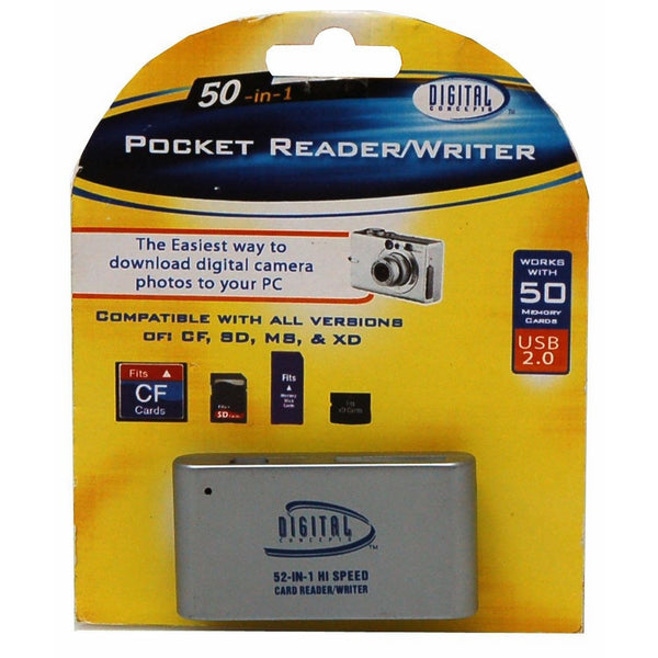 Sakar 50-in-1 Pocket Reader/Writer Compatible w/ all SD, CF, MS, and XD Cards (CR-72)