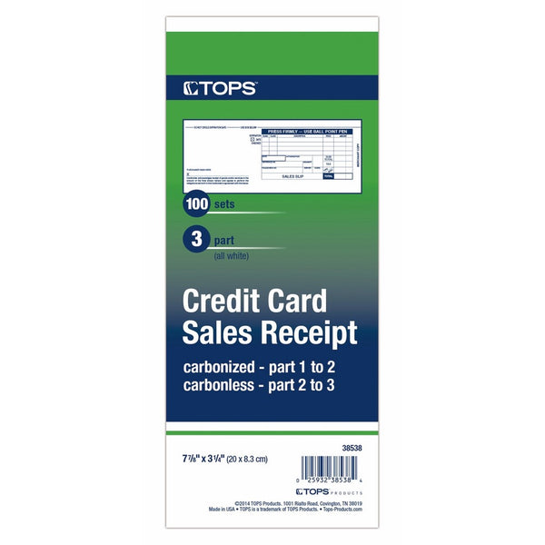 Adams Credit Card Sales Slip, 3-Part, 100 Sets per Pack (38538)
