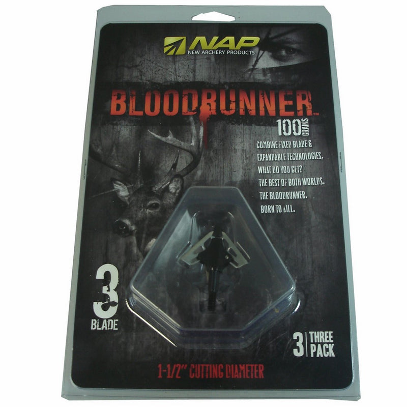 New Archery Products 100 Grain Broadhead 3 Per Pack 3 Blade Bloodrunner