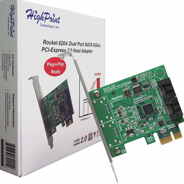 HighPoint Rocket 620 2 SATA Port PCI-Express 2.0 x1 SATA 6Gb/s Controller