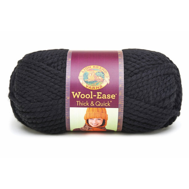 Lion640-153 Wool-Ease Thick & Quick Yarn , 97 Meters, Black