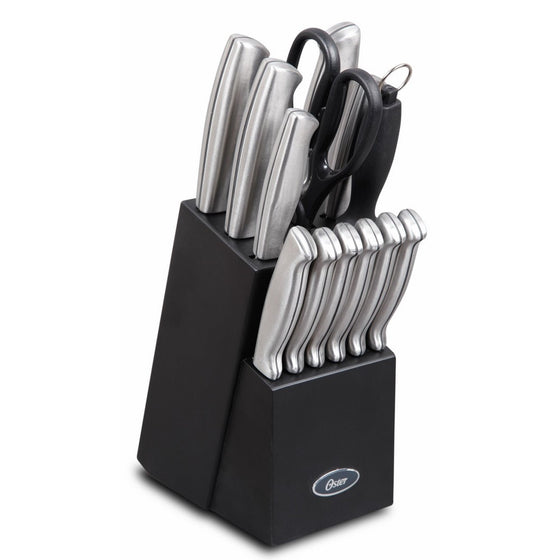 Oster 70561.14 Baldwyn 14-Piece Cutlery Block Set, Brushed Satin