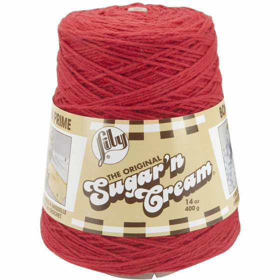 Lily 10300202095 Sugar 'N Cream Yarn, 14 Ounce Cone, Red, Single Ball