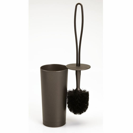 InterDesign Loop Toilet Bowl Brush and Holder - Bathroom Cleaning Storage, Bronze