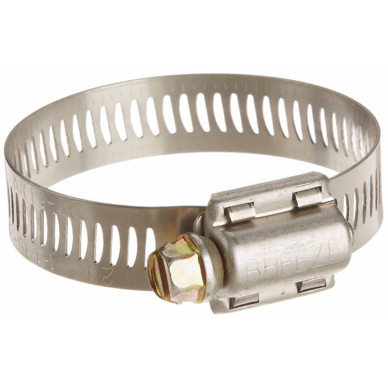 Breeze Power-Seal Stainless Steel Hose Clamp, Worm-Drive, SAE Size 24, 1-1/16" to 2" Diameter Range, 1/2" Bandwidth (Pack of 10)