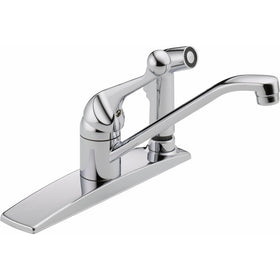 Delta Faucet 300LF-WF Classic, Single Handle Kitchen Faucet with Integral Spray, Chrome