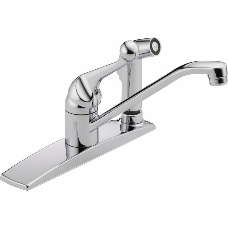 Delta Faucet 300LF-WF Classic, Single Handle Kitchen Faucet with Integral Spray, Chrome