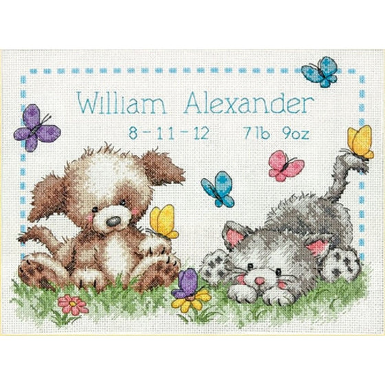 Dimensions 70-73883 Pet Friends Birth Record, Counted Cross Stitch